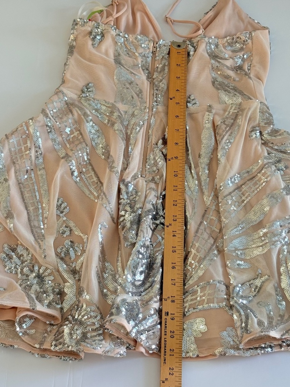 Windsor Silver & Nude M Spring Formal Prom Sparkle Sequin Glitter Dress - Picture 15 of 16